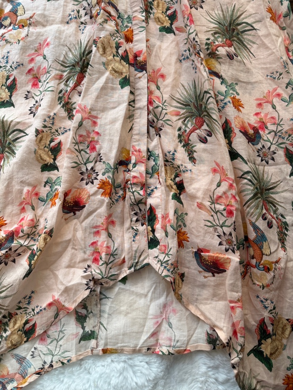 Johnny Was Workshop Floral Peach Midi Dress Embroidered sleeves size XL - Picture 11 of 15
